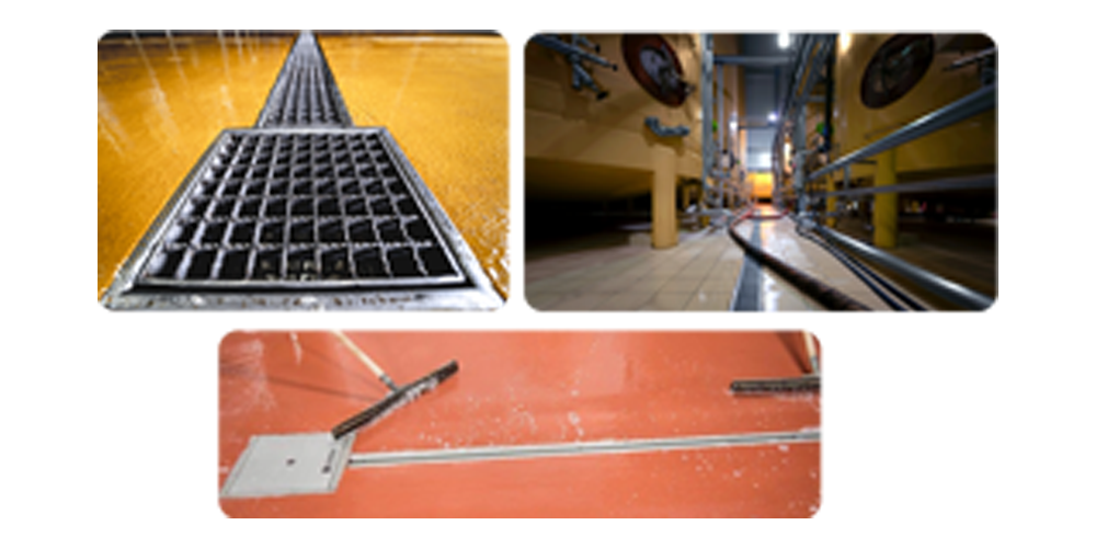 Examples of trench and slot drain installations